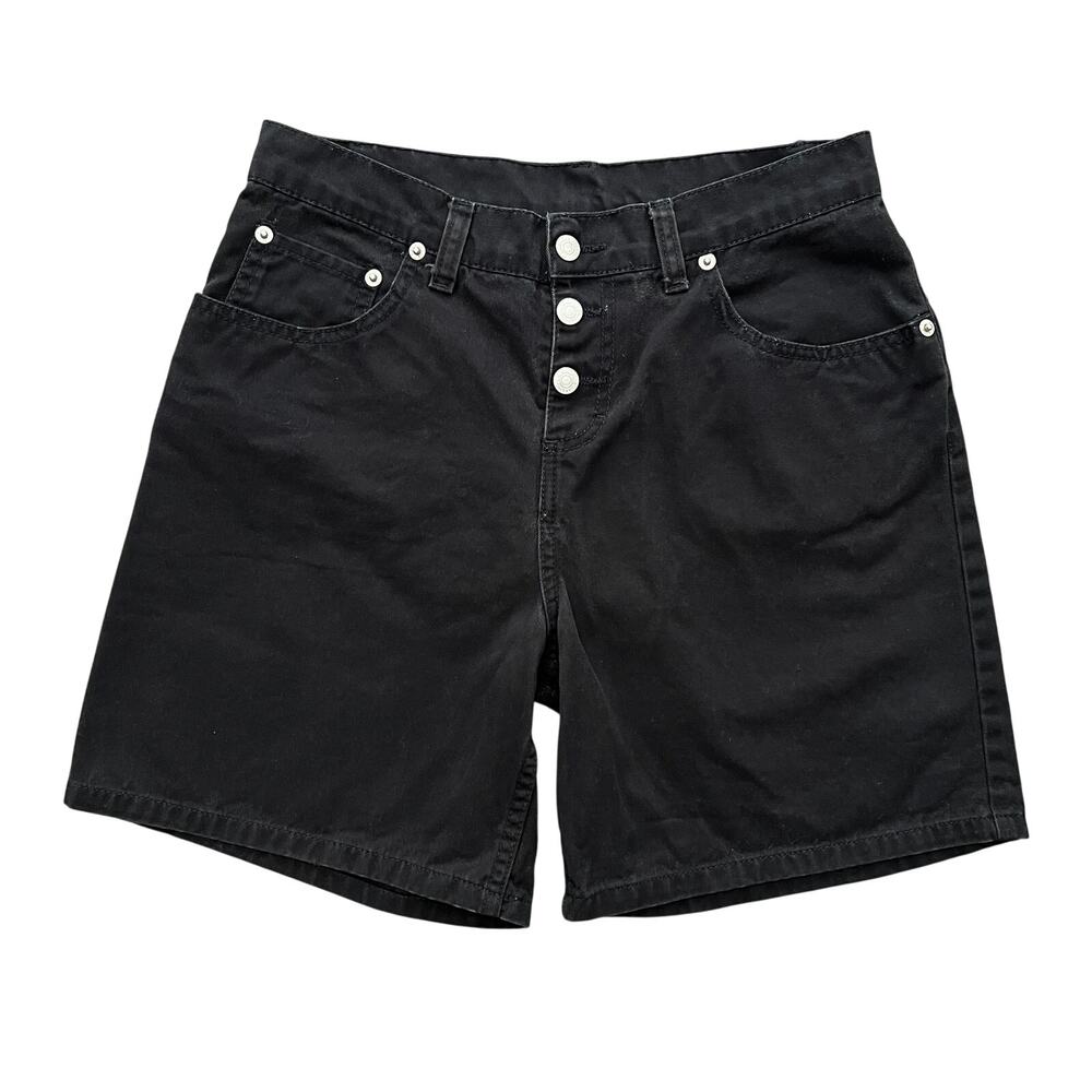 Vintage Jordache Shorts Women's Size 16 Black High Rise Midi Mom Jort Y2K
